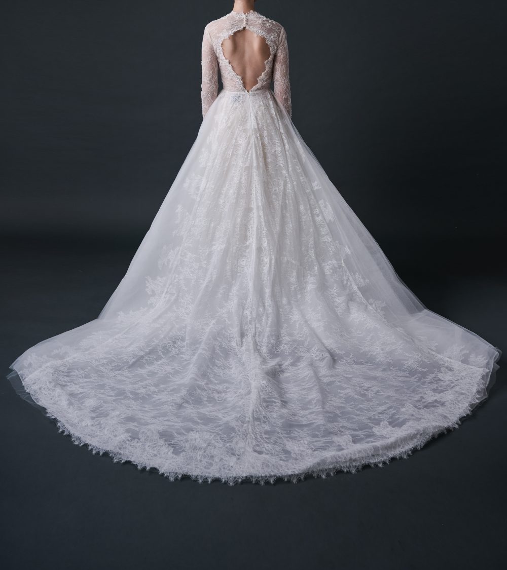 Grace Kelly wedding dress, Lace wedding dress with sleeves and satin overskirt