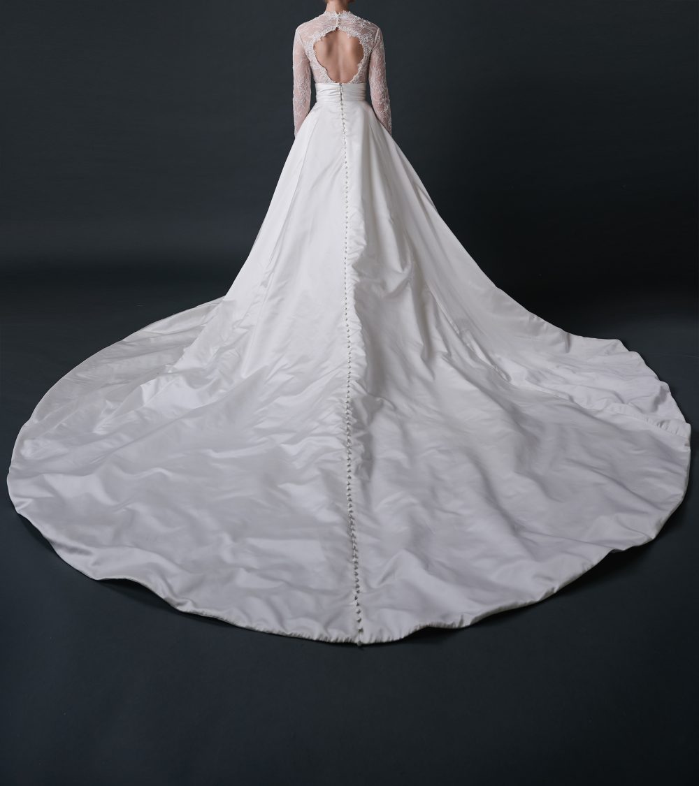Grace Kelly wedding dress, Lace wedding dress with sleeves and satin overskirt