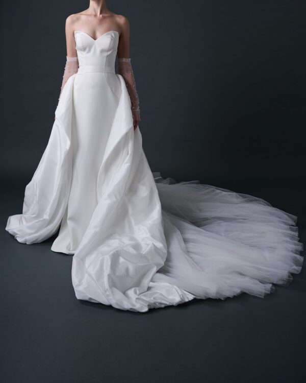 JUDY Crepe Wedding dress With Dramatic Overskirt