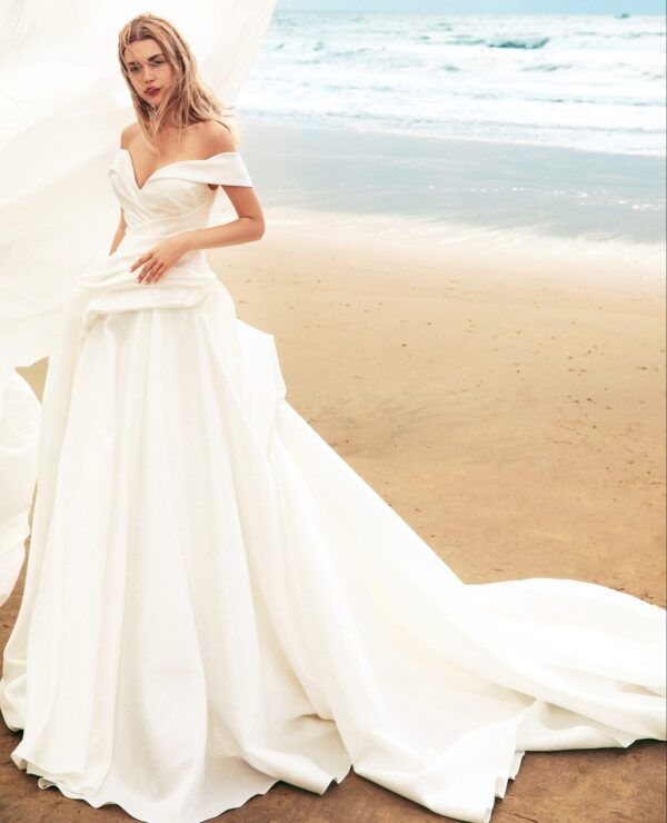 ELEANOR Off The Shoulder Sculptural Wedding Gown