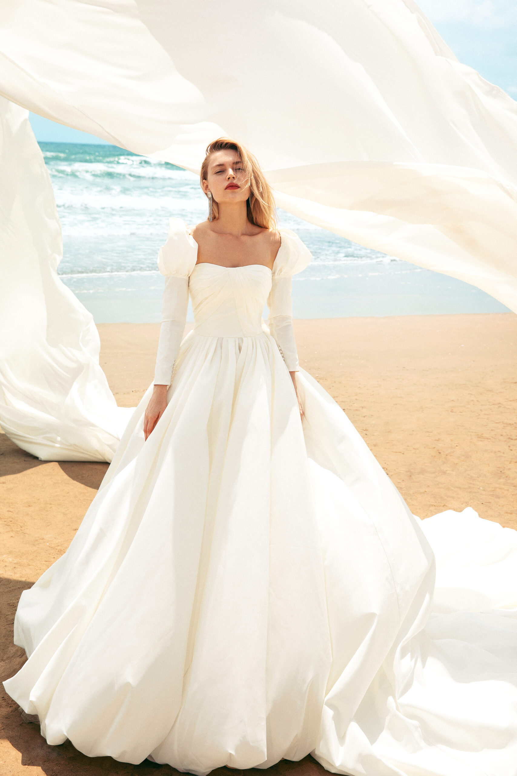 bubble hem wedding gown