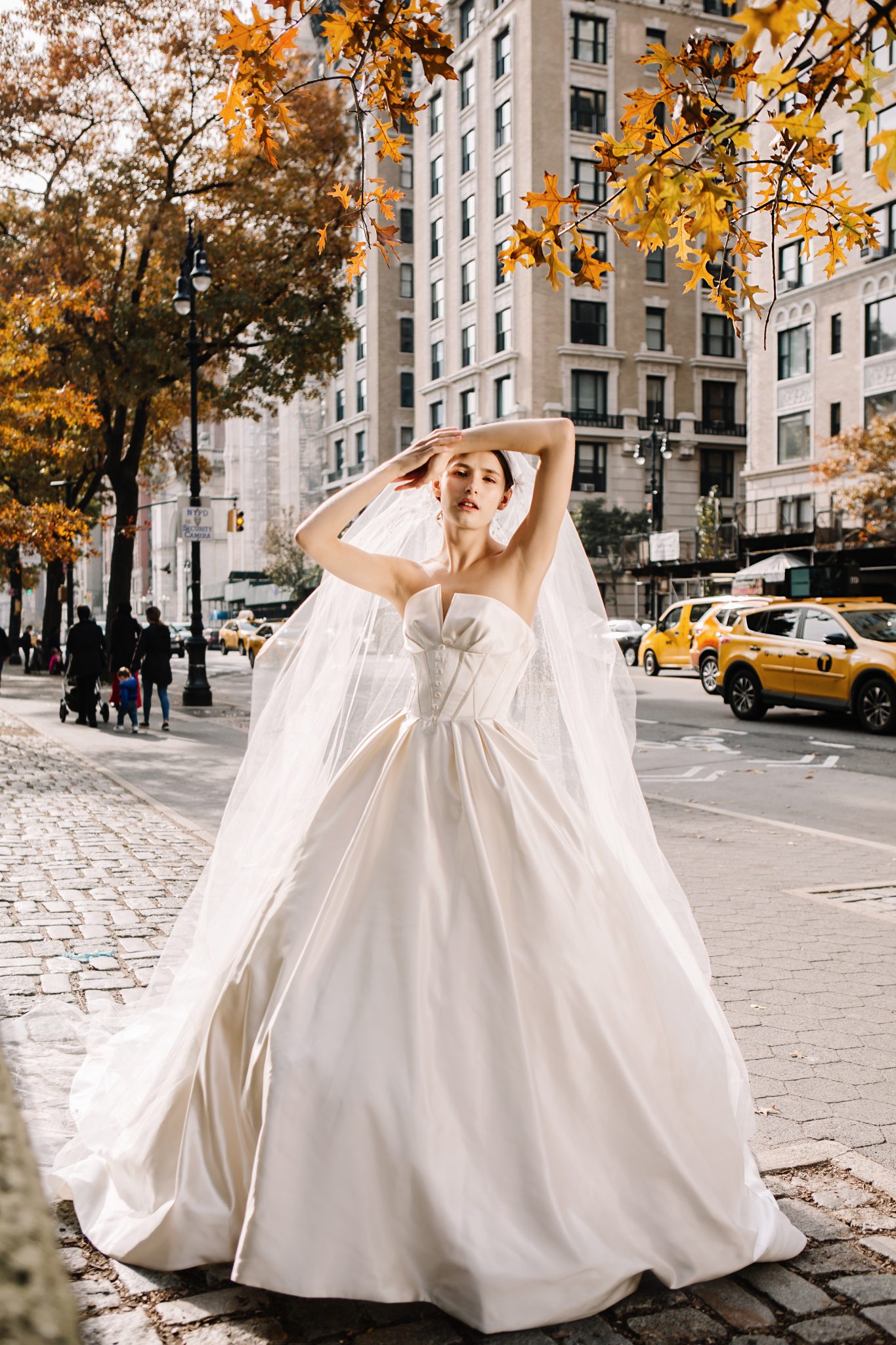 Satin Strapless Wedding Gown Guillermo Pharis Bridal New York City Bride