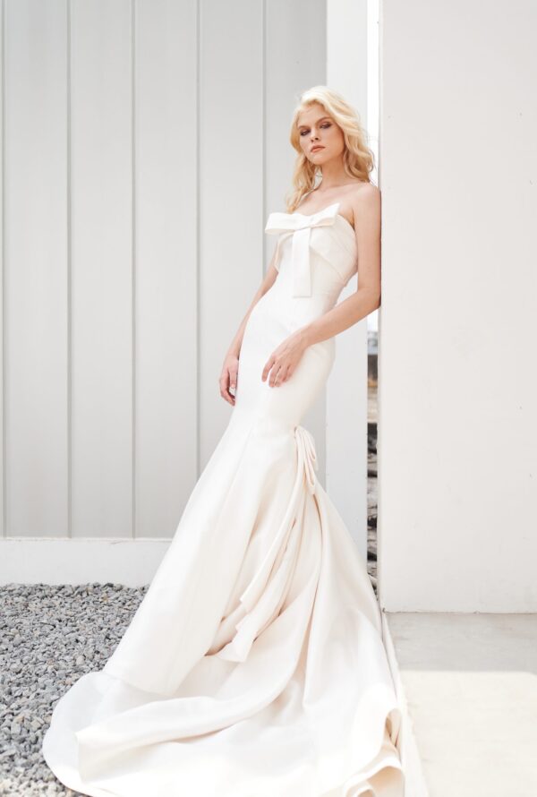 Chic And Timeless Strapless Mikado Fit And Flare Wedding Dress