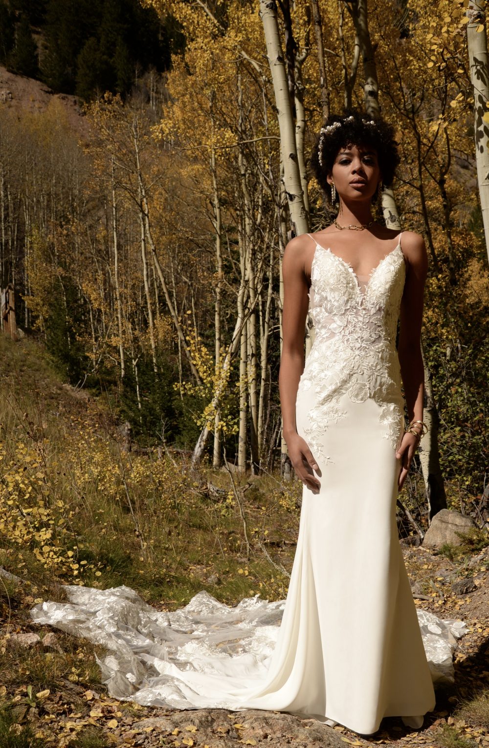 Crepe wedding dress