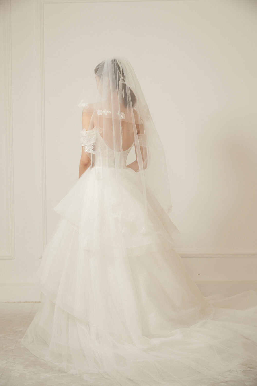 Romantic Off-Shoulder Layered Tulle Wedding Dress - Image 2