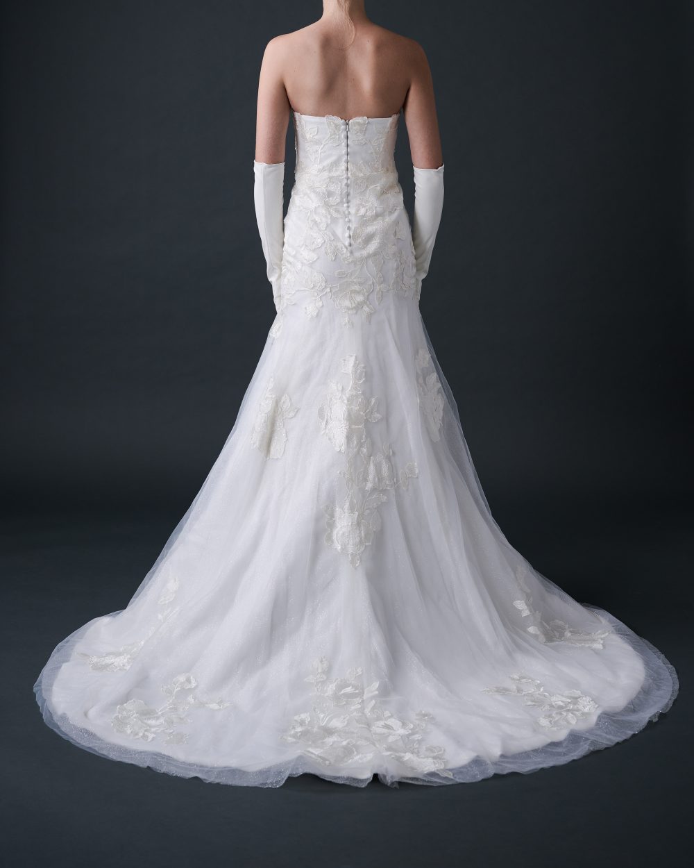 Strapless Lace Fit And Flare Wedding Dress With Sweetheart Plunging Neckline - Image 3