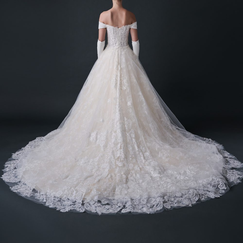 Off-The-Shoulder Beaded Ball Gown Wedding Dress - Image 2