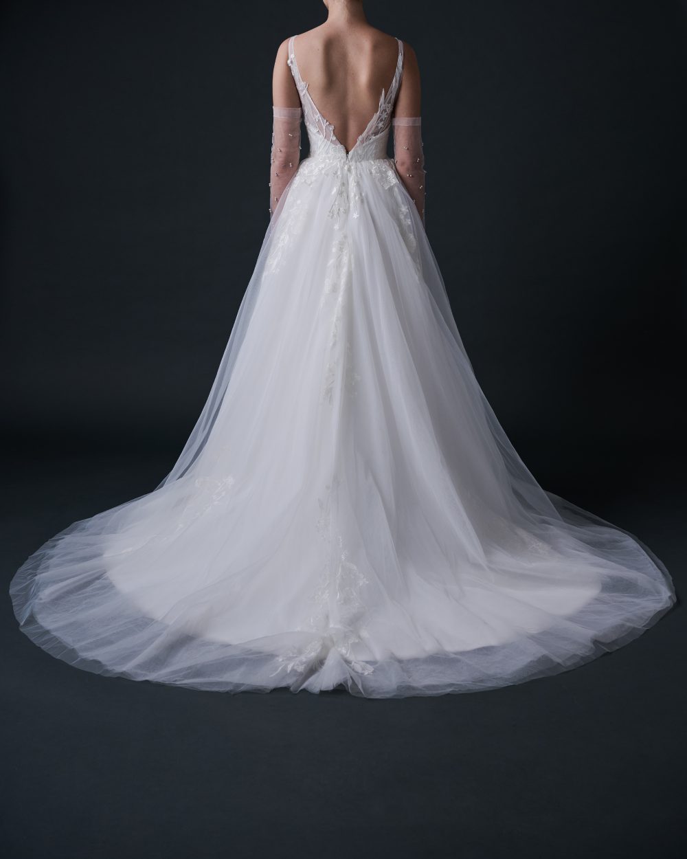GIMLET Tulle and Lace V-Neckline V-Back Wedding Dress - Image 2