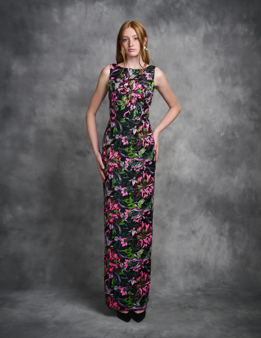 Beaded Embroidered dress, Evening floral dress Cocktail dress Wedding guest dress mother of the bride dress