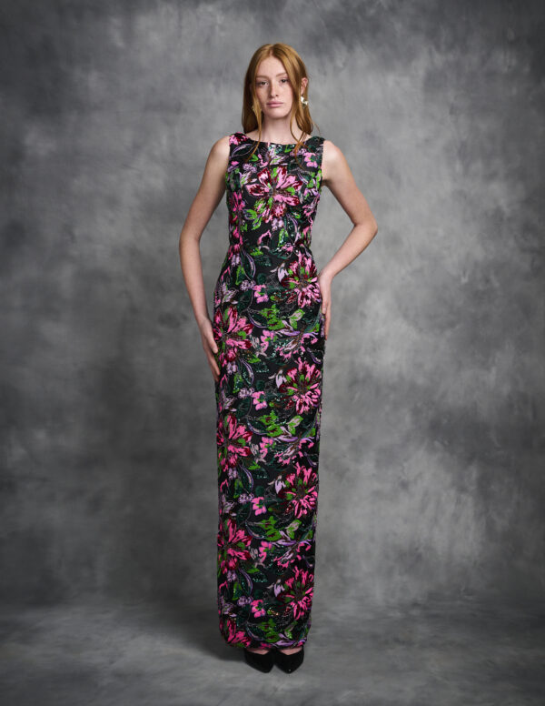 Beaded Embroidered dress, Evening floral dress Cocktail dress Wedding guest dress mother of the bride dress