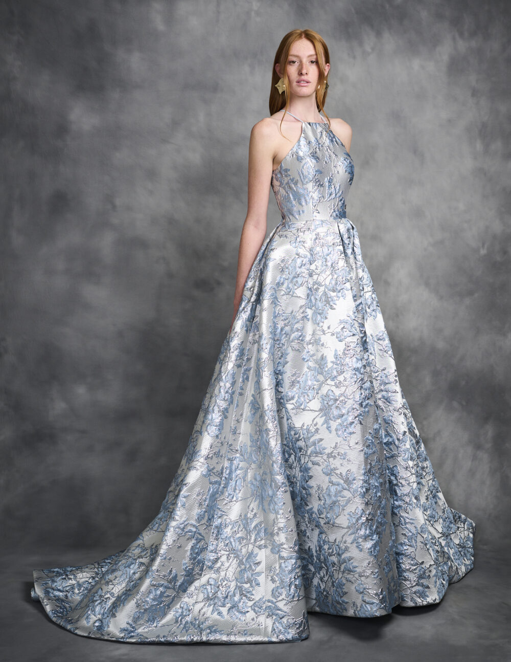 Floral Jacquard Gown - Image 3