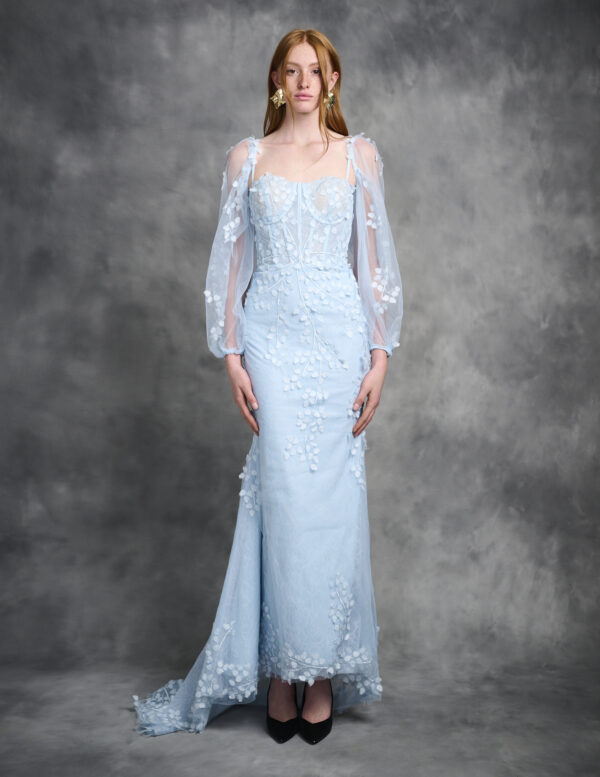 ANASTASIA Blue Fit And Flare Tulle Lace Wedding Dress