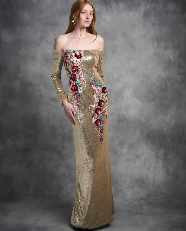 Sequined applique dress