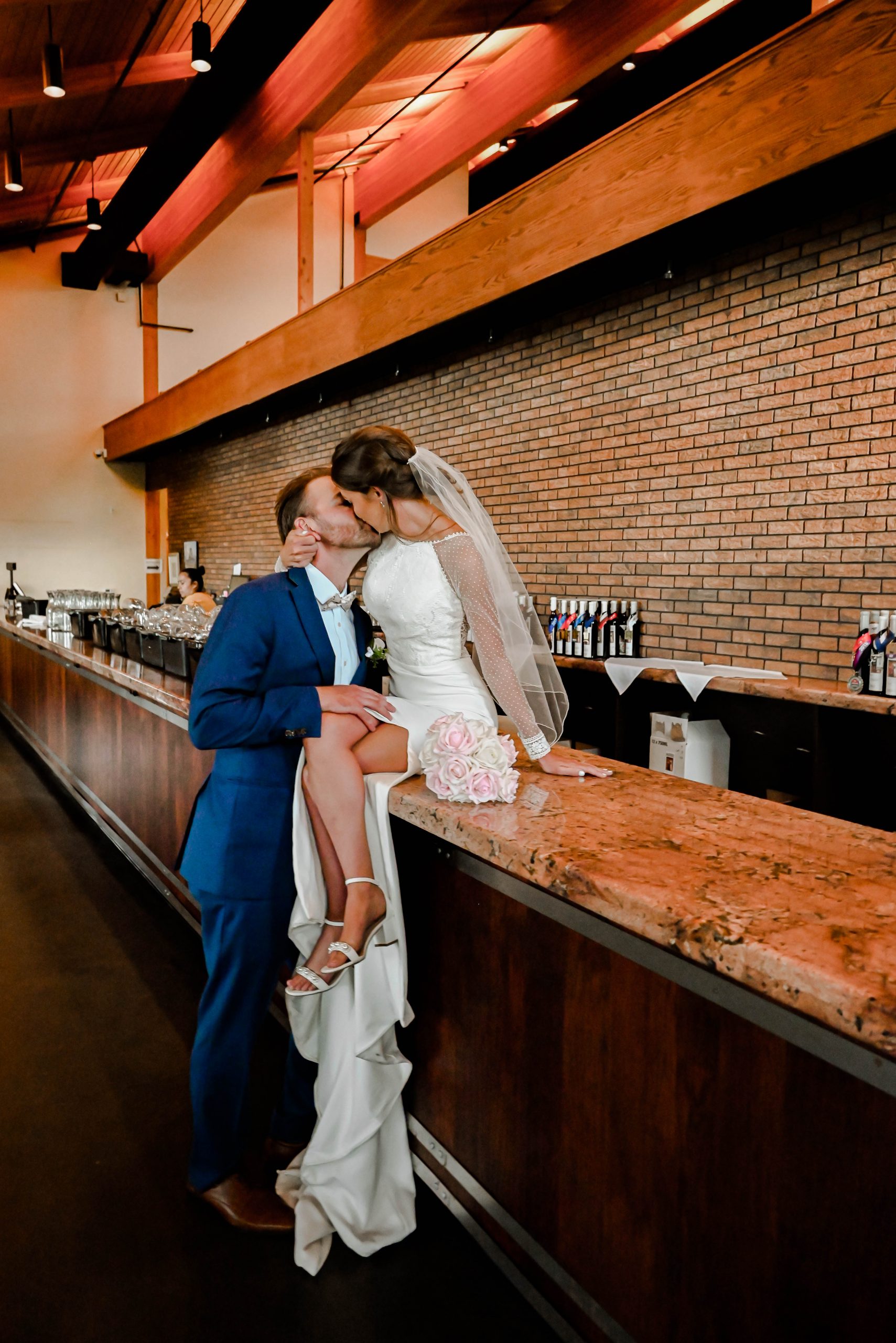 Romantic wedding dress crepe dress with opening leg slit