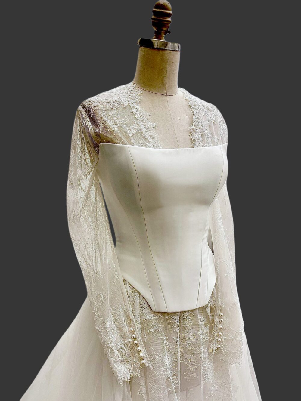 Mikado bridal corset Drop basque waist bride corset Strapless scoop neck Mikado wedding corset Minimalist separate bridal top