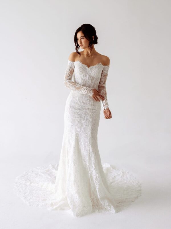 Off-Shoulder Lace fit & flare Wedding Dress