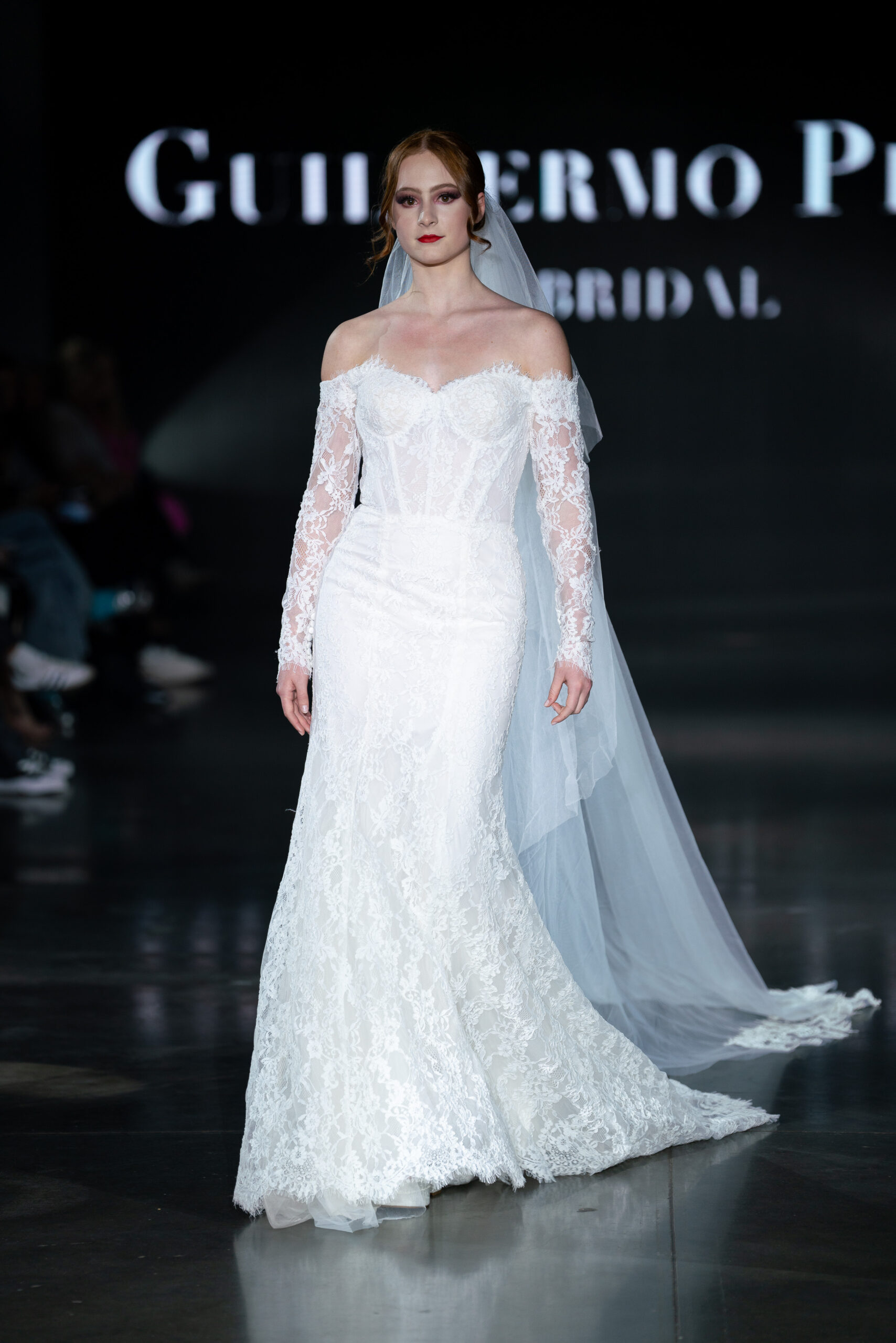 Lace off shoulder wedding dress